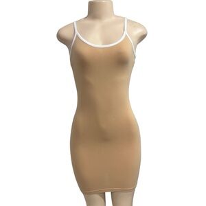 Women's Tan V neck Dress